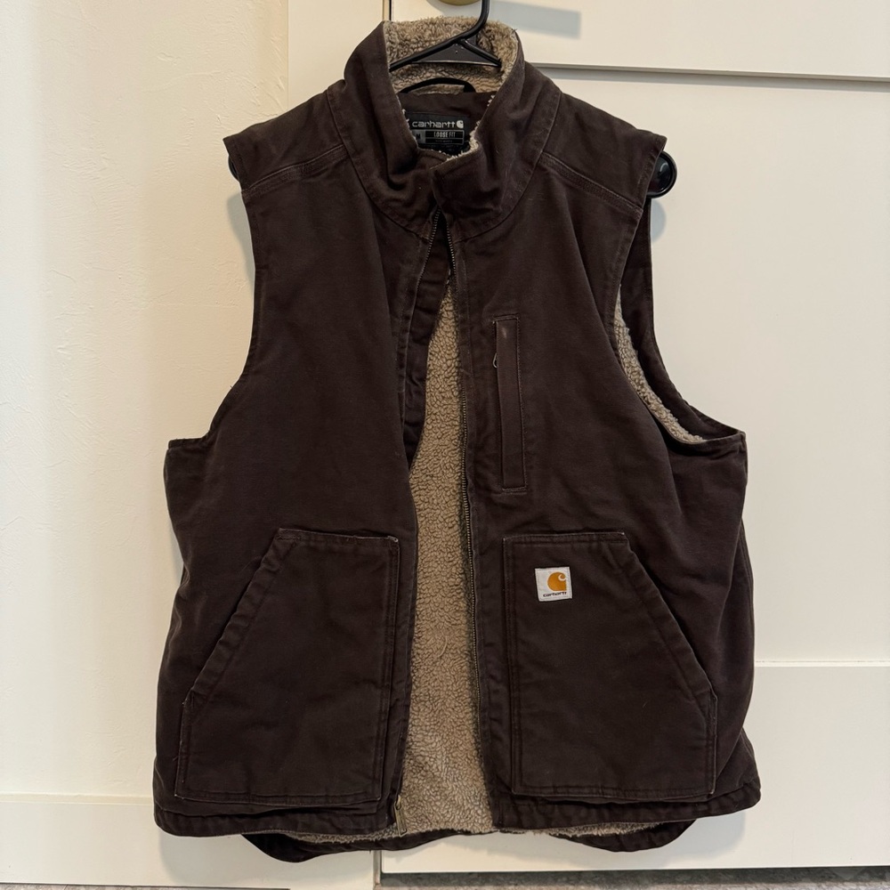 Carhartt Dark Brown Vest with Sherpa Lining